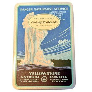 National Parks Postcards Tin 18 Ct Yosemite‎ Yellowstone Cavalini & Co Vintage